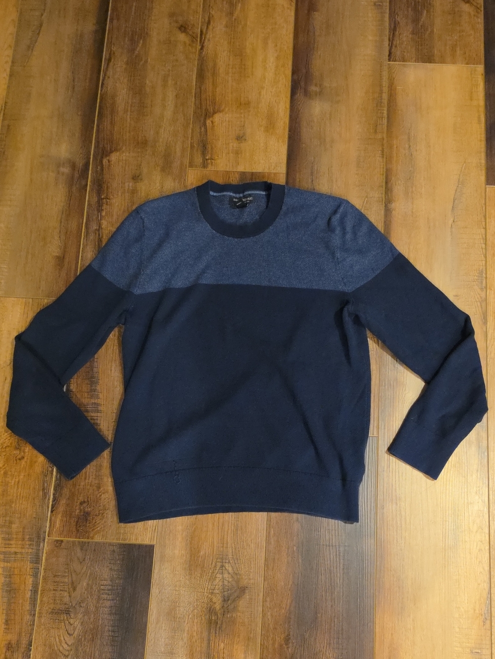Banana Republic Navy and Slate Blue Two-Tone Crewneck Sweater